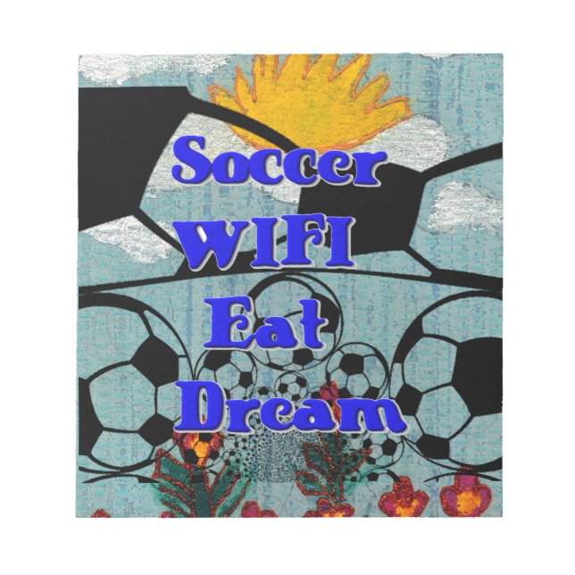 Fußball WIFI essen Traum - Spaß Sport Kunst drucke Notizblock (Vorderseite)