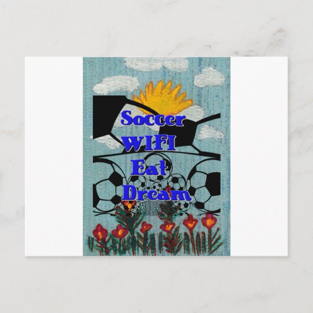 Fußball WIFI essen Traum - Spaß Sport Kunst drucke Postkarte (Vorderseite)