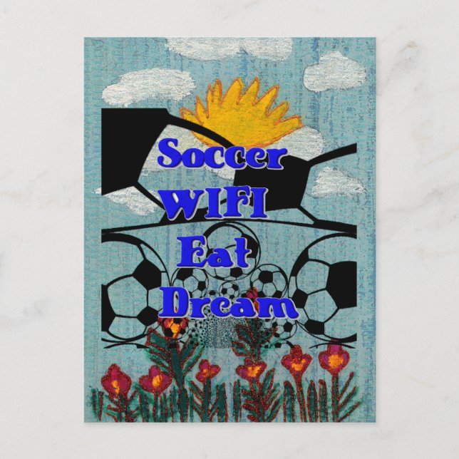 Fußball WIFI essen Traum - Spaß Sport Kunst drucke Postkarte (Vorderseite)