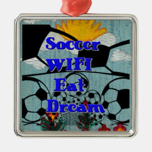 Fußball WLAN Essen Traum – Lustiger Sport Kunstpos Silbernes Ornament