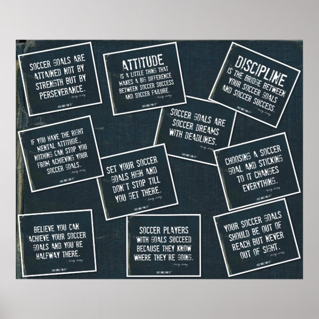 Fußball-Zitate 10 Poster-Collage in Denim auf Deni Poster (Vorne)