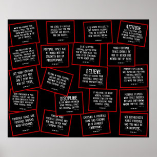 Fußball zitiert Collage im Rot, Schwarzweiss Poster
