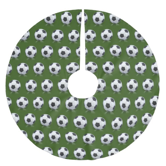 Fußball zu Weihnachten Polyester Weihnachtsbaumdecke (Vorderseite)
