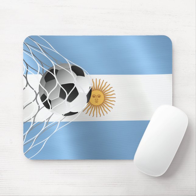 Fußballball auf argentinischer Flagge Mousepad (Mit Mouse)