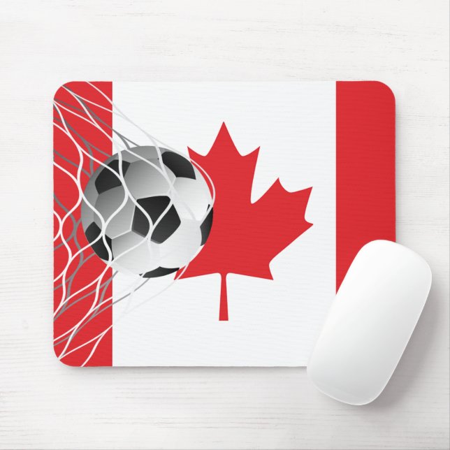 Fußballball auf kanadischer Flagge Mousepad (Mit Mouse)