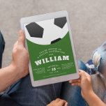 Fußballball Kindergeburtstag Party Einladung<br><div class="desc">Egal ob Fußball oder Fußball,  aus dieser Einladung zum Geburtstag eines Kindes bekommt man einen Kick. Mit einem großen Fußball,  einem grünen Feld und einer lustigen Typografie ist dies ein Set für ein großes Sportfest.</div>