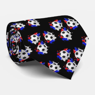 Fußballball mit rotem, weißem, blauer Necktie Krawatte