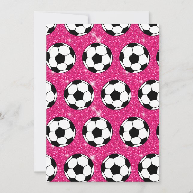 Fußballball Rosa Frost Glitzer Sport Player White Einladung (Vorderseite)