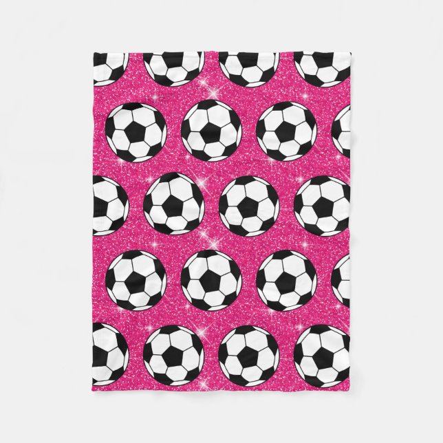 Fußballball Rosa Frost Glitzer Sport Player White Fleecedecke (Vorderseite)
