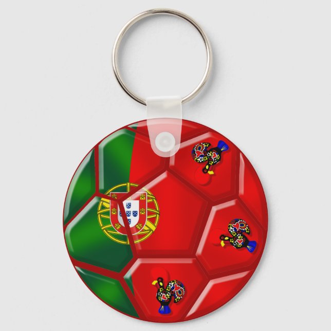 Fußballball unter portugiesischer Flagge für die Q Schlüsselanhänger (Vorderseite)
