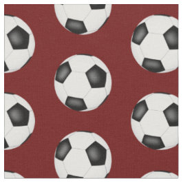 Fußballbälle auf dunkelroten Sportmustern Stoff