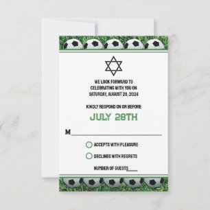 Fußballbälle auf Gras Bar Mitzvah UAWG RSVP Karte