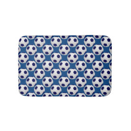 Fußballbälle diagonal, blau, Plush Bath matt Badematte