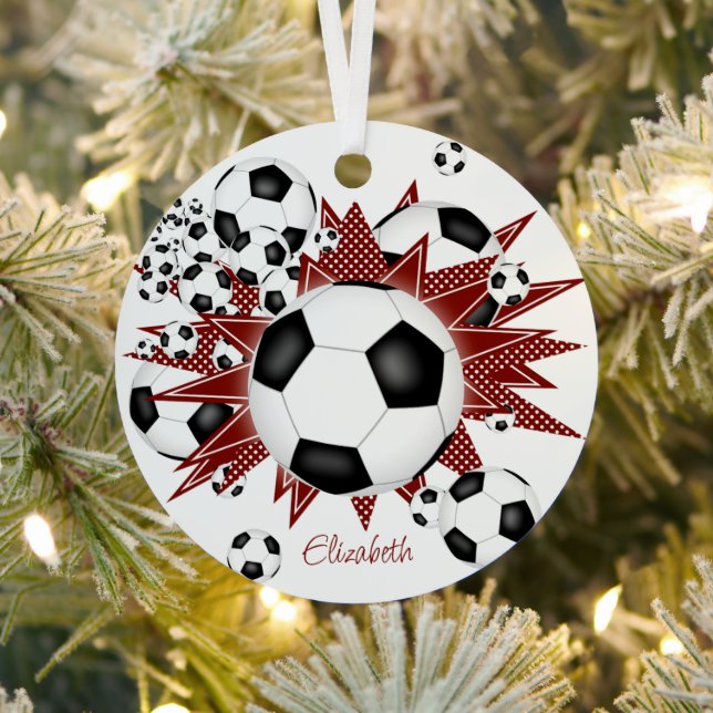 Fußballbälle Maroon Stars Girls Sport Ornament Aus Metall (InSitu)