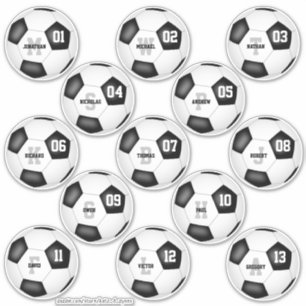 Fußballbälle Set von 13 personalisierten Einzelp Aufkleber