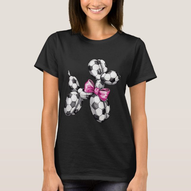 Fußballballon Dog mit rosa Bow - Sporty & Playfu T-Shirt (Vorderseite)
