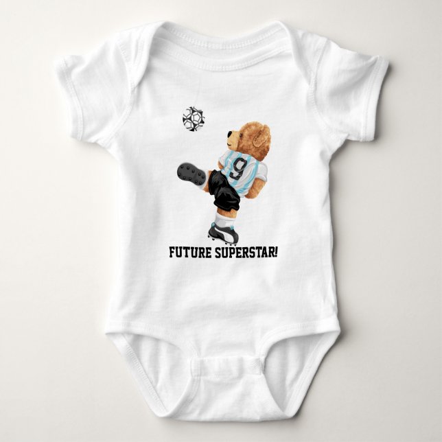 Fußballbär Baby Strampler (Vorderseite)