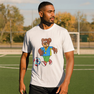 Fußballbär spielt Fußball in Sportkleidung T-Shirt