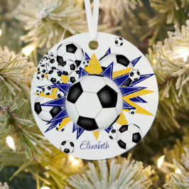 Fußbälle mit blauen goldenen Sternen Mädchen Sport Ornament Aus Metall