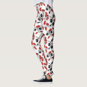 Fußbälle mit Mädchen-Teamfarben kastanienbraun sch Leggings