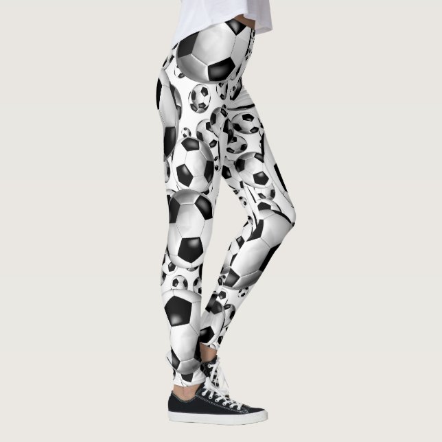 Fußbälle Muster Leggings mit beliebiger bkgrd Farb (Rechts)