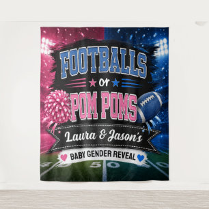 Fußbälle oder Pom-Poms Party-Banner, Geschlechtere Wandteppich