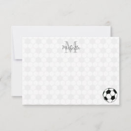 Fußbälle Schwarz-Weiß personalisiertes Monogramm Mitteilungskarte