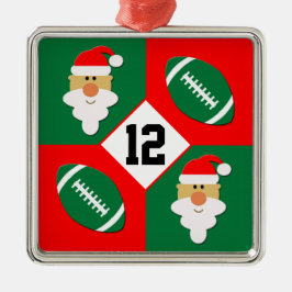 Fußbälle und Santa Custom Football Player Nummer Ornament Aus Metall