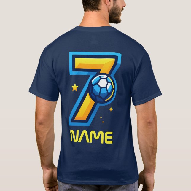 Fußballersey Nummer 7 personalisierter T - Shirt (Rückseite)