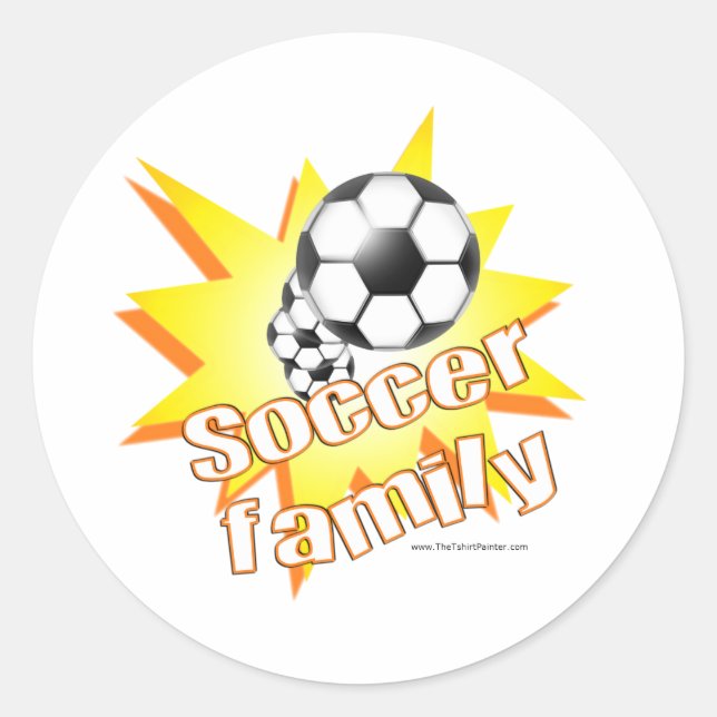 Fußballfamilie Runder Aufkleber (Vorderseite)