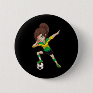 Fußballfan Jamaika Jamaikanische Flagge Mädchen Button