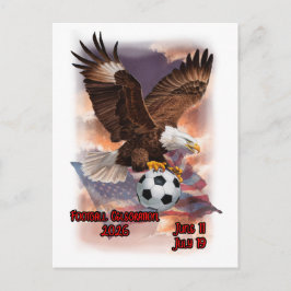 Fußballfeier 2026 auf einem feiertagspostkarte