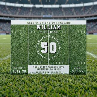 Fußballfeld 50 Yard Line 50. Geburtstagsparty Einladung