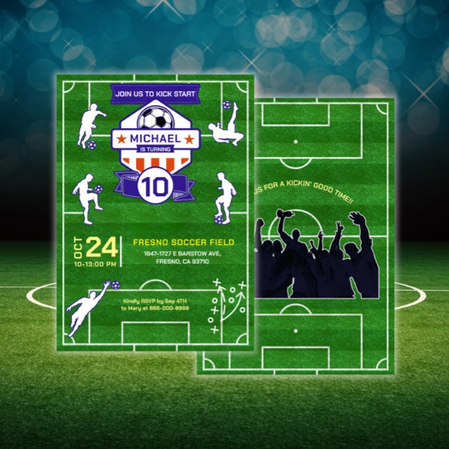 Fußballfeld Geburtstagsparty Einladung (Soccer Birthday Party Invitation)