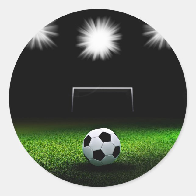 Fußballfeld mit Ball Runder Aufkleber (Vorderseite)