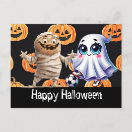 Fußballglückliches Halloween mit Kugeln Postkarte
