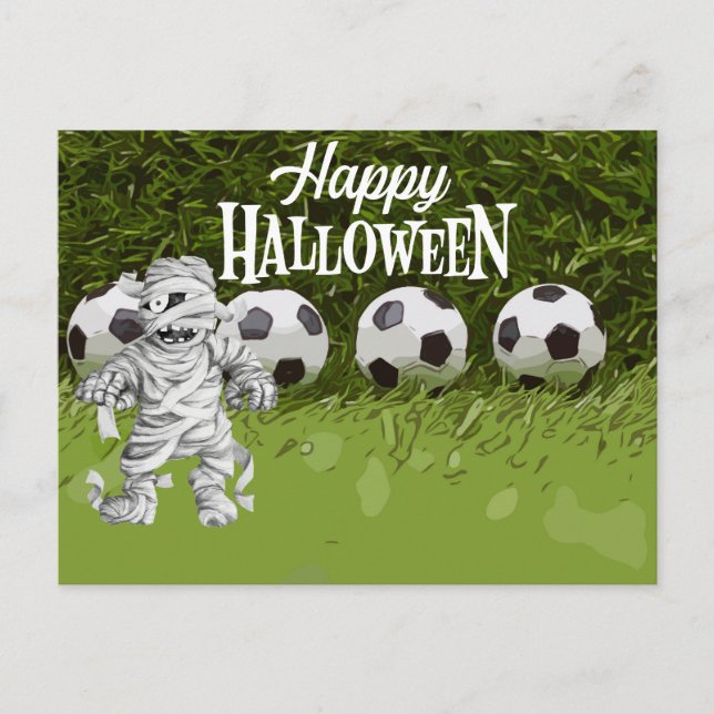 Fußballhalloween für Spieler Feiertagspostkarte (Vorderseite)
