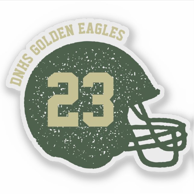 Fußballhelm personalisierte Zahl grünes Gold Aufkleber (Vorderseite)