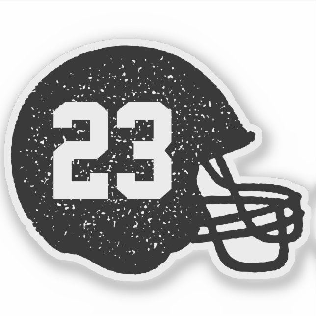 Fußballhelm personalisierte Zahl Schwarz-weiß Aufkleber (Vorderseite)