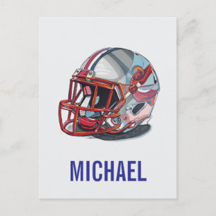 Fußballhelm Pop Art Motivationsname Feiertagspostkarte