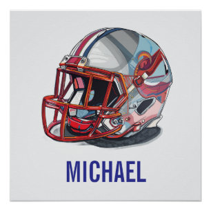Fußballhelm Pop Art Motivationsname Poster