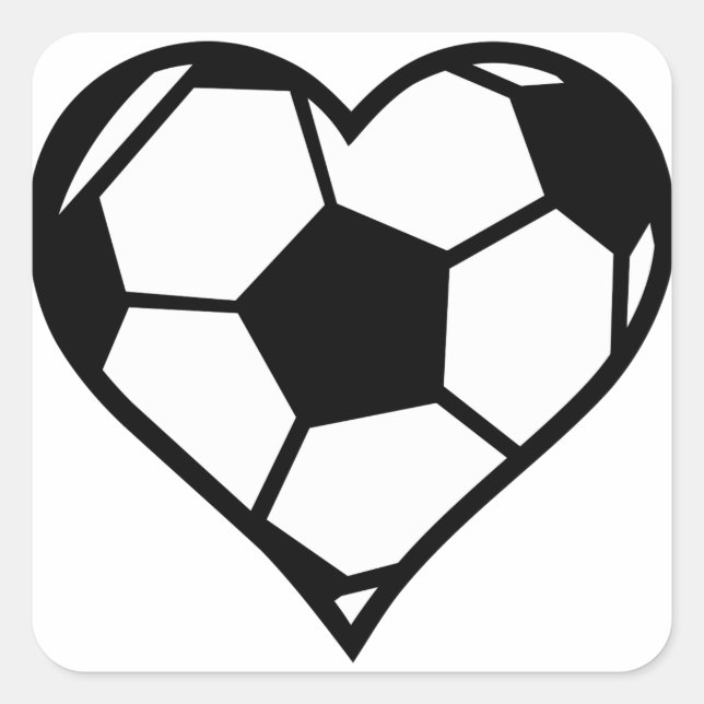 Fußballherz Quadratischer Aufkleber (Vorderseite)