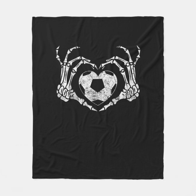 Fußballherz Skeletton Handkostüm Fleecedecke (Vorderseite)