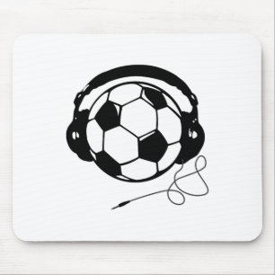 Fußballjunge mit Kopfhörern lustig  Mousepad