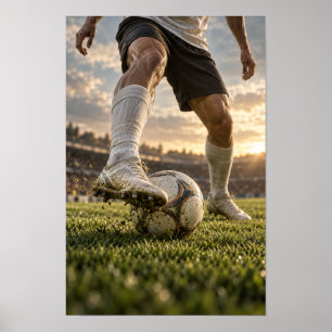 Fußballkontrolle Nahaufnahme – Golden Hour Fußball Poster