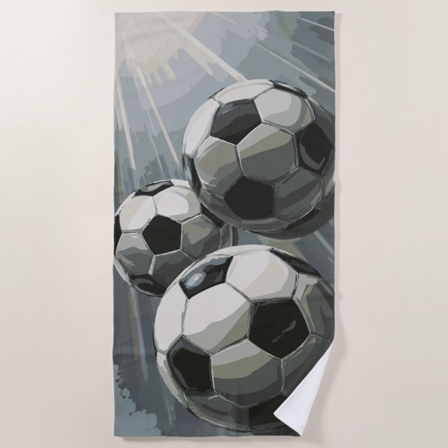 Fußballkunst – Dynamisches Fußballdesign Strandtuch (Vorderseite)