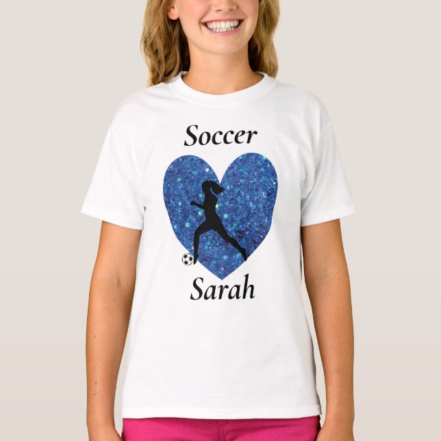 Fußballmädchen, Personalisierter Name Fußbärchen T-Shirt (Vorderseite)