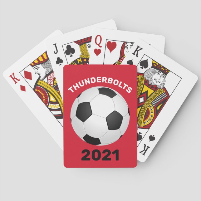 Fußballmannschaft Rote Personalisierte Spielkarten (Rückseite)