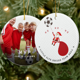 Fußballmannschaft Trainer MVP Santa Weihnachten  Keramik Ornament