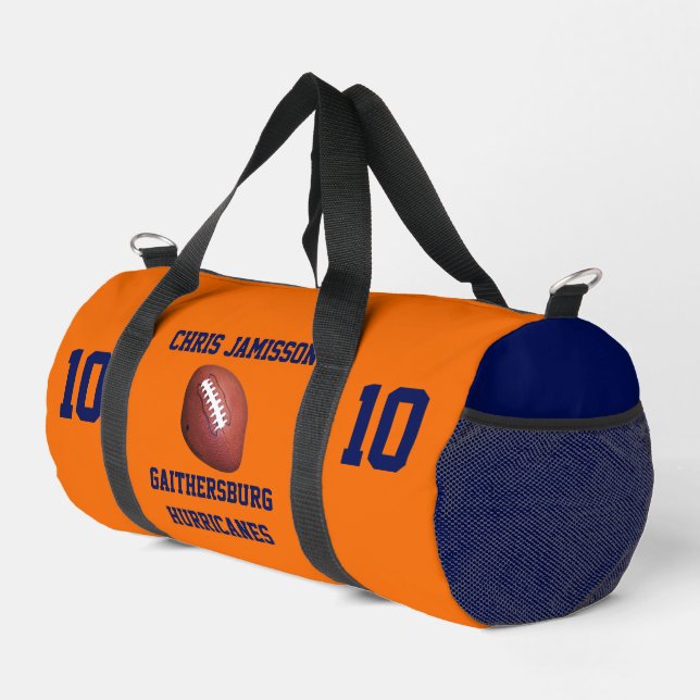 Fußballmannschaft, Trainer oder Spieler Orange Bla Duffle Bag (Rechte Ecke)